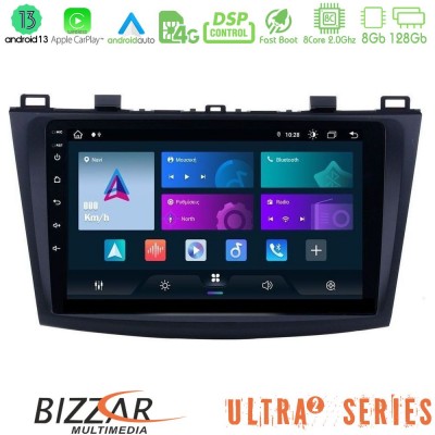 Bizzar Ultra Series Mazda 3 2009-2014 8core Android13 8+128GB Navigation Multimedia Tablet 9