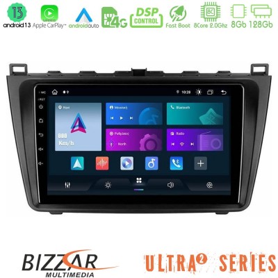 Bizzar ULTRA Series Mazda 6 2008-2012 8core Android13 8+128GB Navigation Multimedia Tablet 9