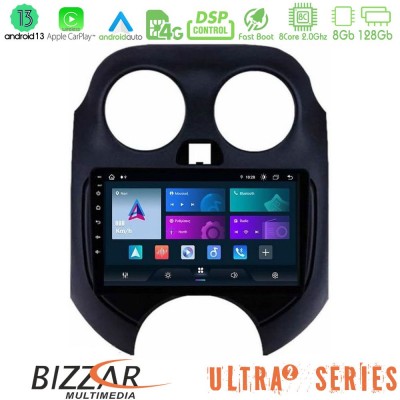 Bizzar Ultra Series Nissan Micra 2011-2014 8core Android13 8+128GB Navigation Multimedia Tablet 9