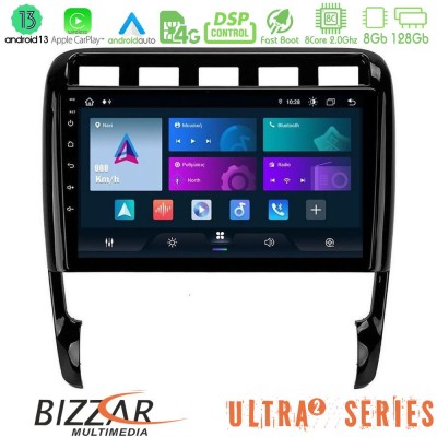 Bizzar Ultra Series Porsche Cayenne 2003-2010 8core Android13 8+128GB Navigation Multimedia Tablet 9