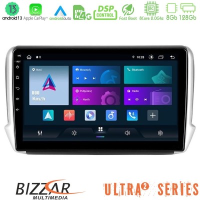 Bizzar Ultra Series Peugeot 208/2008 8core Android13 8+128GB Navigation Multimedia Tablet 10