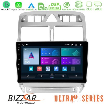 Bizzar Ultra Series Peugeot 307 2002-2008 8core Android13 8+128GB Navigation Multimedia Tablet 9