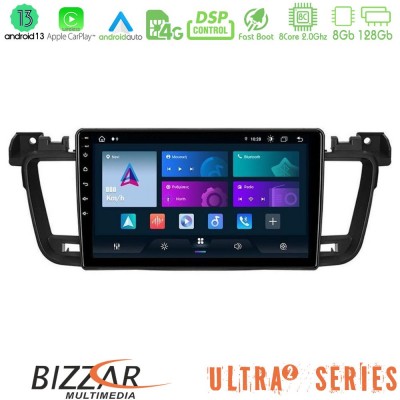 Bizzar Ultra Series Peugeot 508 2010-2018 8core Android13 8+128GB Navigation Multimedia Tablet 9