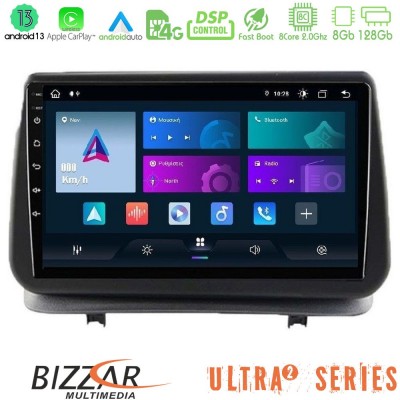 Bizzar Ultra Series Renault Clio 2005-2012 8core Android13 8+128GB Navigation Multimedia Tablet 9