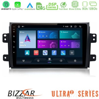 Bizzar Ultra Series Suzuki SX4 2006-2014 Fiat Sedici 2006-2014 8core Android13 8+128GB Navigation Multimedia Tablet 9