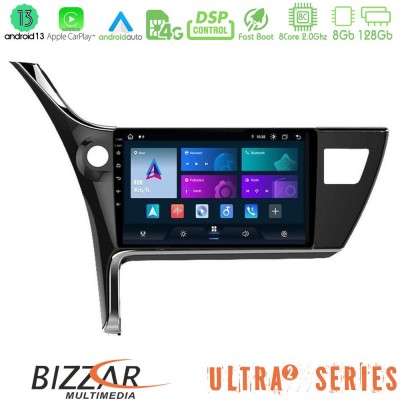 Bizzar Ultra Series Toyota Corolla 2017-2018 8core Android13 8+128GB Navigation Multimedia Tablet 10