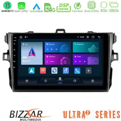 Bizzar Ultra Series Toyota Corolla 2007-2012 8core Android13 8+128GB Navigation Multimedia Tablet 9