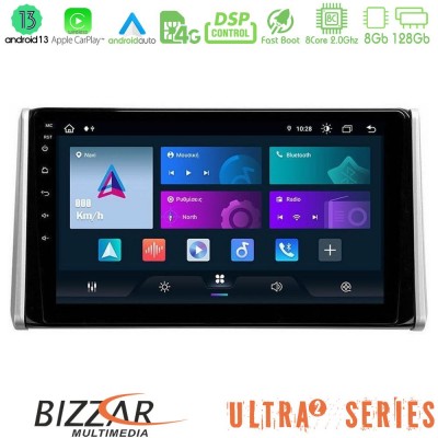 Bizzar Ultra Series Toyota RAV4 2019-2023 8Core Android13 8+128GB Navigation Multimedia Tablet 10
