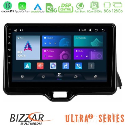 Bizzar Ultra Series Toyota Yaris 2020-> 8Core Android13 8+128GB Navigation Multimedia Tablet 9