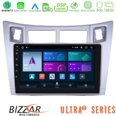 Bizzar Ultra Series Toyota Yaris 8core Android13 8+128GB Navigation Multimedia Tablet 9