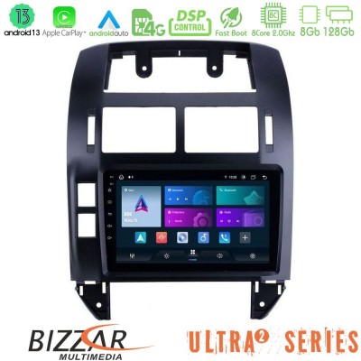 Bizzar Ultra Series VW Polo 2002-2009 8core Android13 8+128GB Navigation Multimedia 9