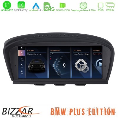 BMW 3er/5er E90/E92/E60 CIC Android12 (6+128GB) Navigation Multimedia 8.8″ Black Panel