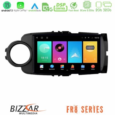 Bizzar FR8 Series Toyota Yaris 8core Android13 2+32GB Navigation Multimedia Tablet 9