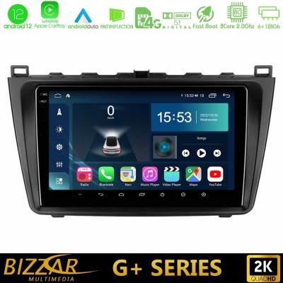 Bizzar G+ Series Mazda 6 2008-2012 8core Android12 6+128GB Navigation Multimedia Tablet 9