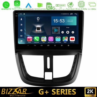 Bizzar G+ Series Peugeot 207 8core Android12 6+128GB Navigation Multimedia Tablet 9