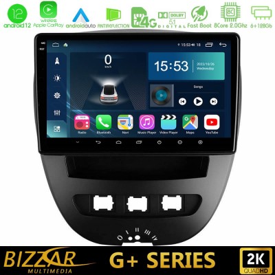 Bizzar G+ Series Toyota Aygo/Citroen C1/Peugeot 107 8core Android12 6+128GB Navigation Multimedia Tablet 10