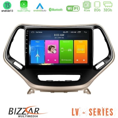 Bizzar LV Series Jeep Cherokee 2014-2019 4Core Android 13 2+32GB Navigation Multimedia Tablet 9