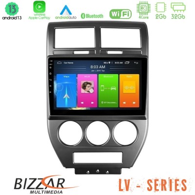 Bizzar LV Series Jeep Compass/Patriot 2007-2008 4Core Android 13 2+32GB Navigation Multimedia Tablet 10
