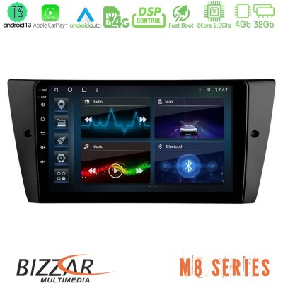 Bizzar M8 Series BMW 3 Series 2006-2011 8core Android13 4+32GB Navigation Multimedia Tablet 9