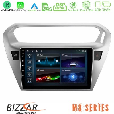 Bizzar M8 Series Citroën C-Elysée / Peugeot 301 8Core Android13 4+32GB Navigation Multimedia Tablet 9