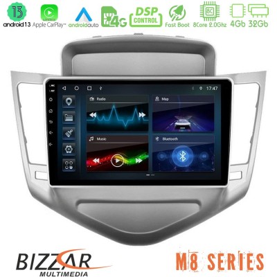 Bizzar M8 Series Chevrolet Cruze 2009-2012 8core Android13 4+32GB Navigation Multimedia Tablet 9