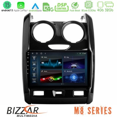 Bizzar M8 Series Dacia Duster 2014-2018 8Core Android13 4+32GB Navigation Multimedia Tablet 9