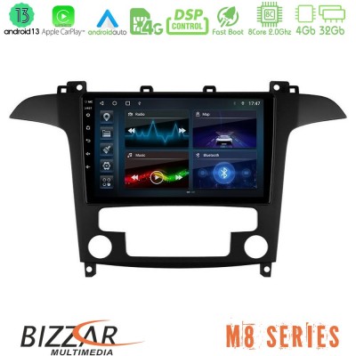 Bizzar M8 Series Ford S-Max 2006-2012 8core Android13 4+32GB Navigation Multimedia Tablet 9