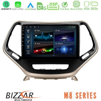 Bizzar M8 Series Jeep Cherokee 2014-2019 8core Android13 4+32GB Navigation Multimedia Tablet 9