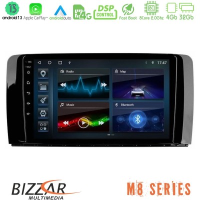 Bizzar M8 Series Mercedes R Class 8core Android13 4+32GB Navigation Multimedia Tablet 9
