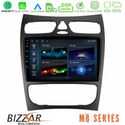 Bizzar M8 Series Mercedes CLK Class W209 2000-2004 8core Android13 4+32GB Navigation Multimedia Tablet 9