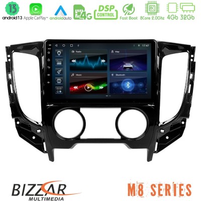 Bizzar M8 Series Mitsubishi L200 2016-> & Fiat Fullback (Manual A/C) 8core Android13 4+32GB Navigation Multimedia Tablet 9