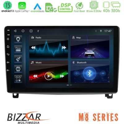 Bizzar M8 Series Peugeot 407 8core Android13 4+32GB Navigation Multimedia Tablet 9