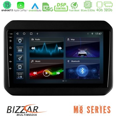 Bizzar M8 Series Suzuki Ignis 8core Android13 4+32GB Navigation Multimedia Tablet 9