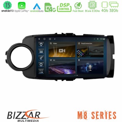 Bizzar M8 Series Toyota Yaris 8core Android13 4+32GB Navigation Multimedia Tablet 9