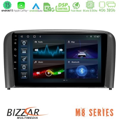 Bizzar M8 Series Volvo S80 1998-2006 8core Android13 4+32GB Navigation Multimedia Tablet 9