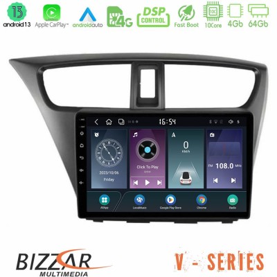 Bizzar V Series Honda Civic Hatchback 2012-2015 10core Android13 4+64GB Navigation Multimedia Tablet 9
