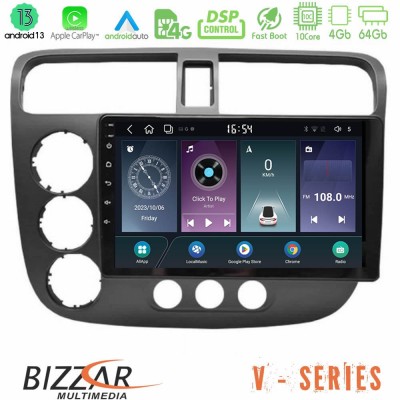 Bizzar V Series Honda Civic 2001-2005 10core Android13 4+64GB Navigation Multimedia Tablet 9