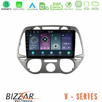 Bizzar V Series Hyundai i20 2009-2012 Manual A/C 10core Android13 4+64GB Navigation Multimedia Tablet 9