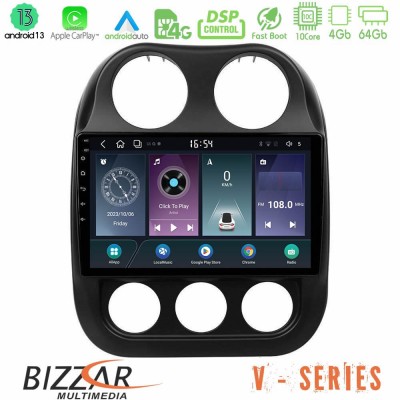 Bizzar V Series Jeep Compass 2012-2016 10core Android13 4+64GB Navigation Multimedia Tablet 9