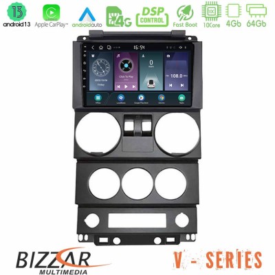 Bizzar V Series Jeep Wrangler 2Door 2008-2010 10core Android13 4+64GB Navigation Multimedia Tablet 9