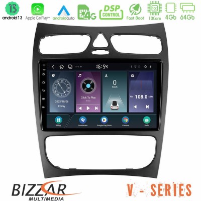 Bizzar V Series Mercedes CLK Class W209 2000-2004 10core Android13 4+64GB Navigation Multimedia Tablet 9