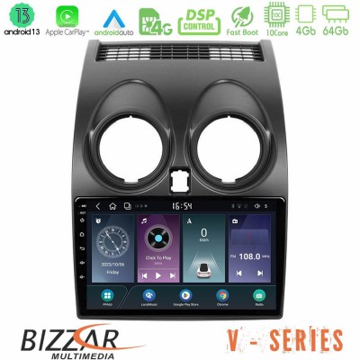 Bizzar V Series Nissan Qashqai J10 10core Android13 4+64GB Navigation Multimedia Tablet 9
