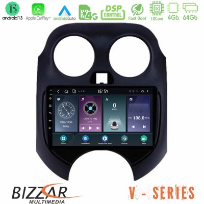 Bizzar V Series Nissan Micra 2011-2014 10core Android13 4+64GB Navigation Multimedia Tablet 9