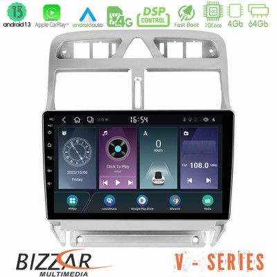 Bizzar V Series Peugeot 307 2002-2008 10core Android13 4+64GB Navigation Multimedia Tablet 9