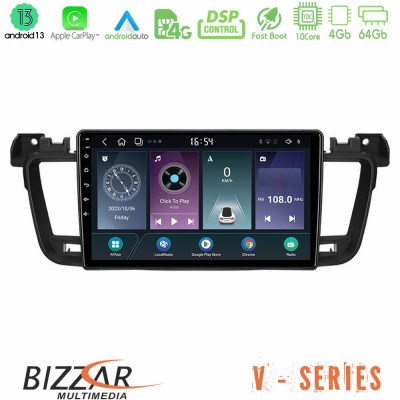 Bizzar V Series Peugeot 508 2010-2018 10core Android13 4+64GB Navigation Multimedia Tablet 9