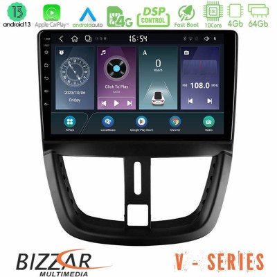 Bizzar V Series Peugeot 207 10core Android13 4+64GB Navigation Multimedia Tablet 9