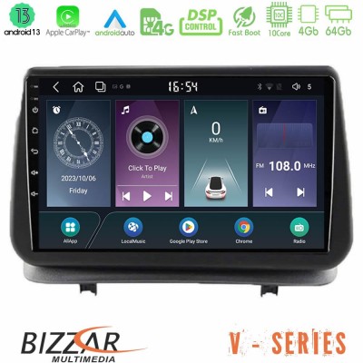 Bizzar V Series Renault Clio 2005-2012 10core Android13 4+64GB Navigation Multimedia Tablet 9