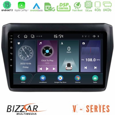 Bizzar V Series Suzuki Swift 2017-2023 10core Android13 4+64GB Navigation Multimedia Tablet 9