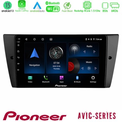 Pioneer AVIC 4Core Android13 2+64GB BMW 3 Series 2006-2011 Navigation Multimedia Tablet 9