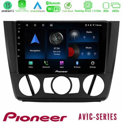 Pioneer AVIC 4Core Android13 2+64GB BMW 1Series E81/E82/E87/E88 (MANUAL A/C) Navigation Multimedia Tablet 9
